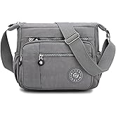 WITERY Nylon Shoulder Bags for Women - Multi-Pocket Zipper Waterproof Travel Purse Casual Small Lightweight Messenger Bag