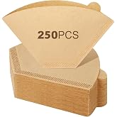 250 Count Coffee Filters #2, Premiun Unbleached Natural No Blowout, 2-4 Cup | Disposable Coffee Filter Cone Paper, for Pour Over, Drip Coffee Maker, for Home, Office, Coffee Shop