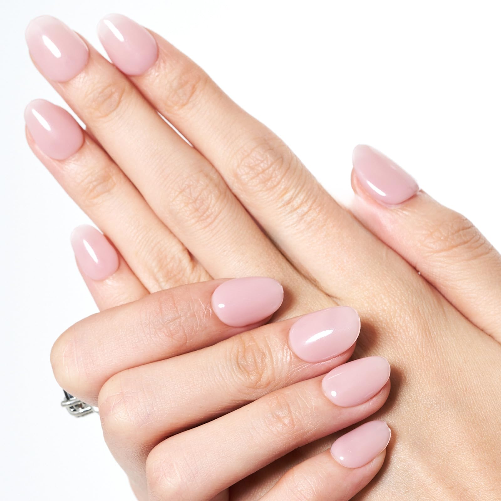 GLAMERMAID Press on Nails Short Oval, Spring Summer Handmade Dried Rose Jelly Gel Glue on Nails, 24Pcs Glossy Round Reusable UV Finish Fake Nails Acrylic False Nails Manicure Kits for Women - Image 7