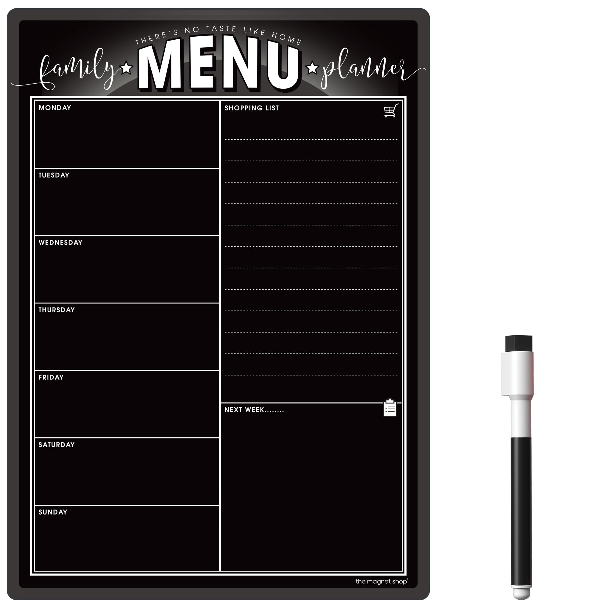 TMS Magnetic Meal Planner for Fridge | Made in The UK | Weekly Meal Prep Whiteboard, Calendar or Organiser for Work or Family Planning (Blackboard Family, A3 (42 x 30cm))