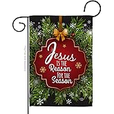 Jesus is the Reason for Season Garden Flag - Nativity Winter Three King Religious Holy Family Wintertime Christian - House Decoration Banner Small Yard Gift Double-Sided Made In USA 13 X 18.5