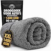 Car Drying Towel Extra Large 36" x 24" 1400 GSM Twisted Loop Microfibre - Charcoal Drying Towel Car Detailing, Double-Sided E