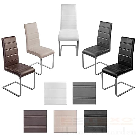2/4/6/8x Esszimmerstuhl Set Freischwinger Kunstleder Essgruppe Schwingstuhl (2, Cappuccino)
