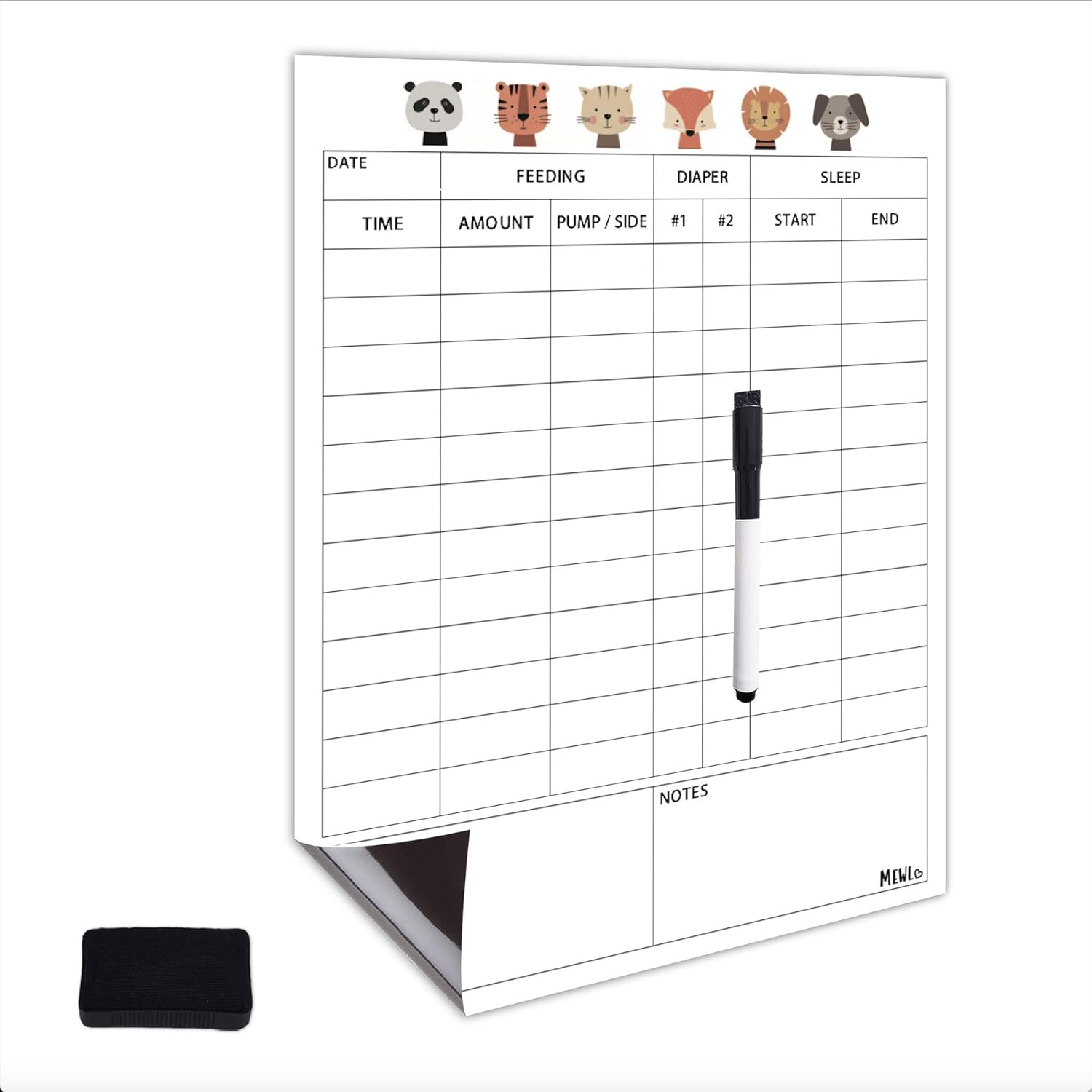 dry erase newborn feeding tracker