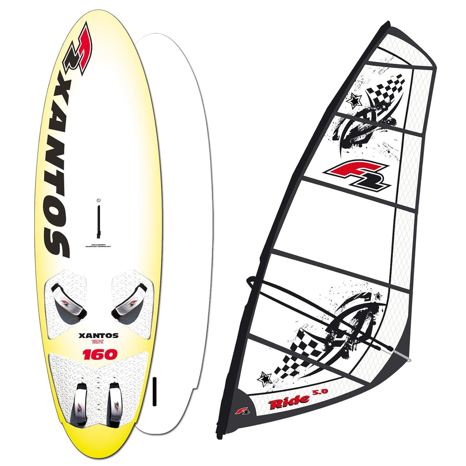 F2 Windsurf Board XANTOS 155 Litre Freeride Wind Surfing Board, F2 Ride