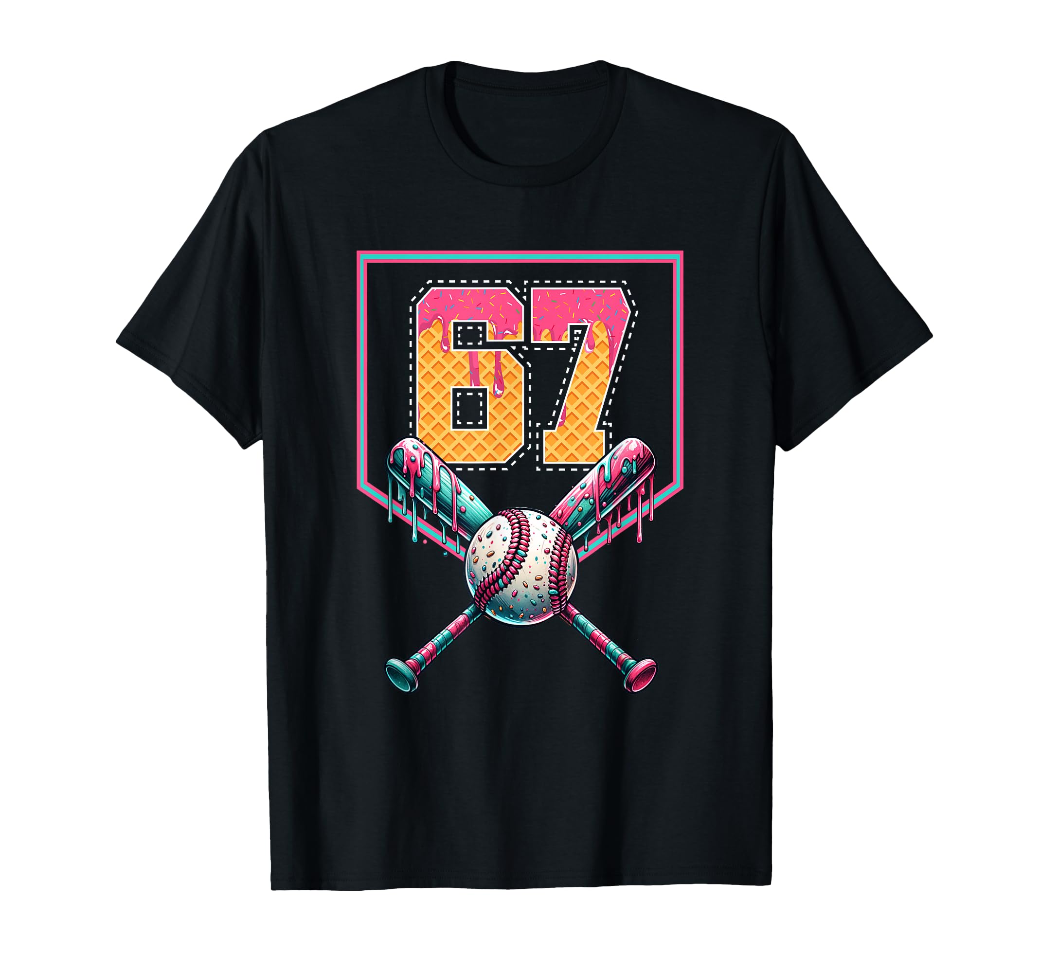 Photo 1 of Baseball Drip Number 67 Player Or 67th Birthday T-Shirt