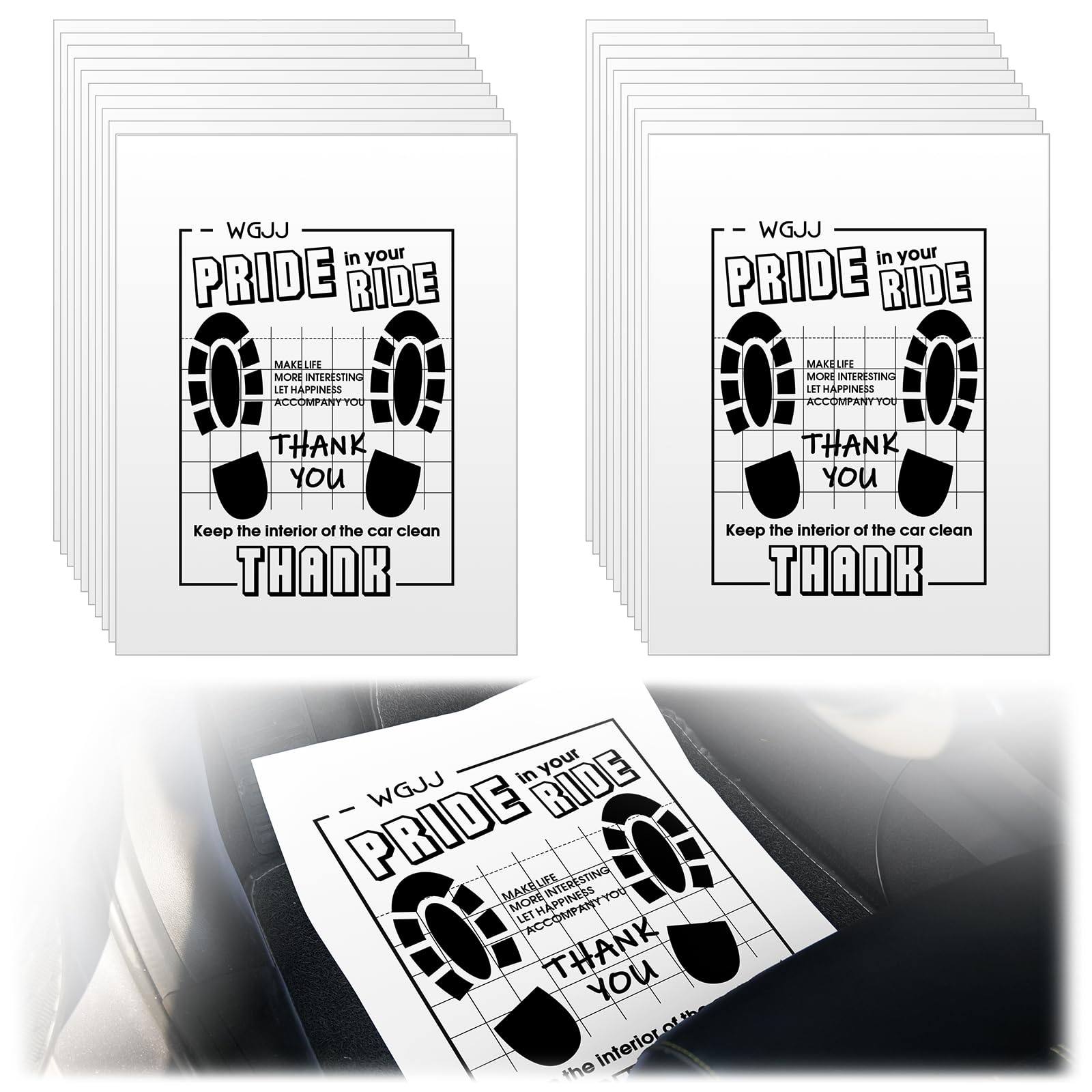 Photo 1 of 50Pcs Vehicles Disposable Floor Pads, White Car Paper Floor Mats, Automotive Mat Covers Protector, Temporary Cars Protector, Detailing Detail Wash, Temporary Sticky 16x20inch