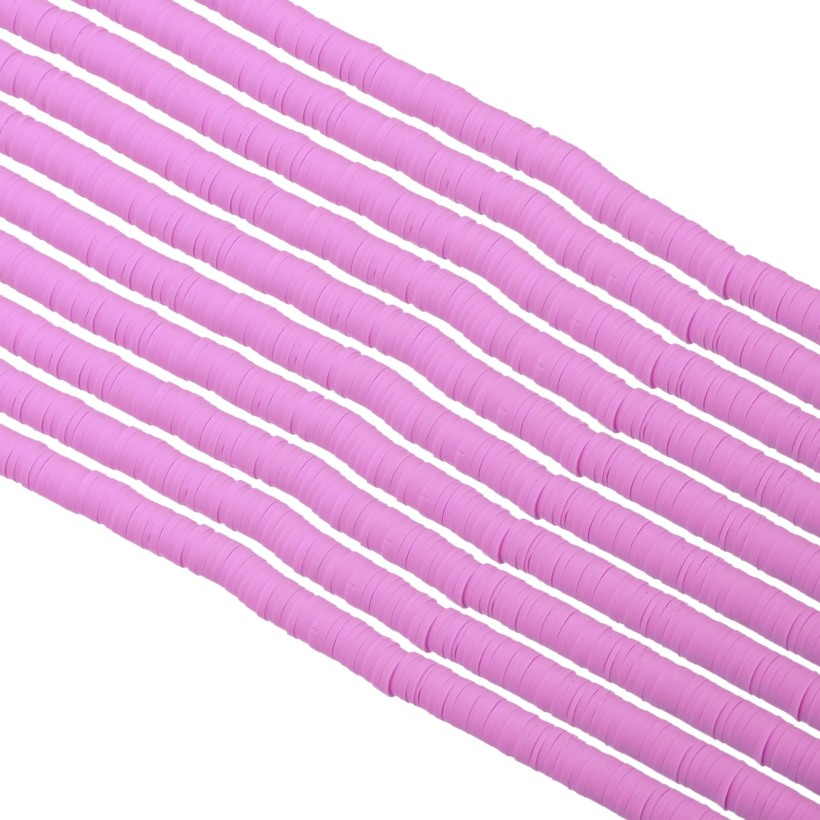 PATIKIL 6mm Polymer Clay Beads Spacer, 3500Pcs 10 Strands Round Flat Handmade Bead Spacer for Craft Home Decor Chain Bracelets Jewelry Making, Violet