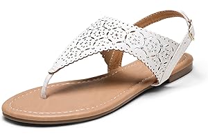 DREAM PAIRS Women's Rhinestone Casual Wear Cute Gladiator Flat Sandals Beach Dressy T-Strap Thong Sandals