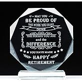 Movdyka Retirement Plaque Ideas for Women Men - Happy Retirement Glass Gifts for Coworkers Teacher Nurse Boss Mom Grandparents Friends