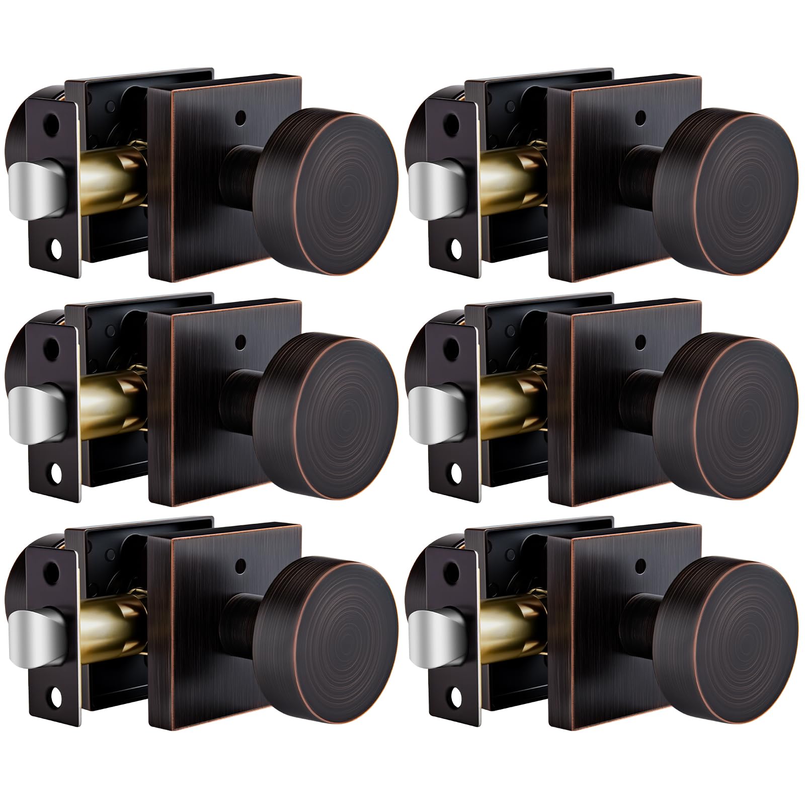 Photo 1 of Goldenwarm Oil Rubbed Bronze Privacy Door Knobs for Interior Doors, Zinc Alloy Bronze Door Knobs Interior for Bedroom & Bathroom, Keyless Lock with Emergency Release, Adjustable & Reversible - 6 Pack