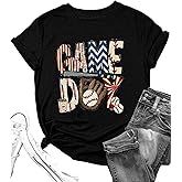 Game Day Baseball Shirt Women Baseball Mom Tshirt Casual Short Sleeve Shirts for Summer