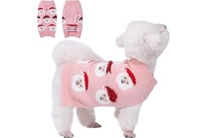 LUBOT New Ugly Christmas Sweaters for Puppy Cute Funny Wintertime and Holiday Parties Knitted Pullover Sweater Santa Small Dog Pink Small