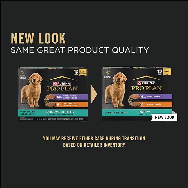 PURINA PRO PLAN DEVELOPMENT WET PUPPY FOOD, GRAIN FREE CHICKEN ENTREE AND GRAIN FREE TURKEY ENTREE VARIETY PACK – (PACK OF 12) 13 OZ. CANS