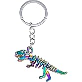 Moydolo Cute Skull Dinosaur Car Key Chain Ring Charm Metal Dino Skeleton Keychain Pendant For Women Men Backpack Purse