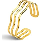 Irideket 18K Gold Plated Wide Cuff Bracelet for Women with Hammered Finish, Chunky Multi-Layer Cross Wire Open Bangle Adjustable Thick Gold Plated Jewelry Wide Vintage Costume Bangle Bracelets for Women for Daughter Granddaughter Mom Sister Mothers Day Valentine Gift and Christmas