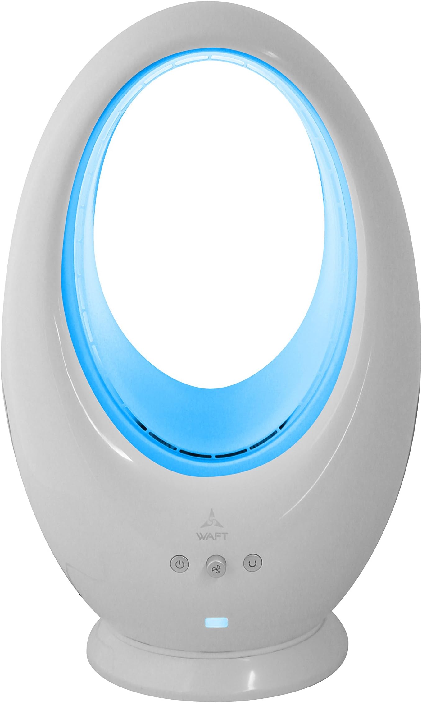 Waft Bladeless Fan, Oscillating Fan Alternate Between 16 Colors Decorative LED Light, Remote Control Included (Silver)