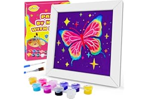 JOAOYO Paint by Numbers for Kids Ages 8-12 Easy Acrylic Paint by Number Kits for Girls Boys Adults with Wooden Frame Oil Painting Kits for Kids Ages 4-8 Perfect for Gift Home Decoration (Purple butterfly)