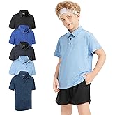 Helebowe 5 Pack Boys&Girls Athletic Polo Quick Dry Short Sleeve Youth Performance Activewear Golf Shirt for Kids