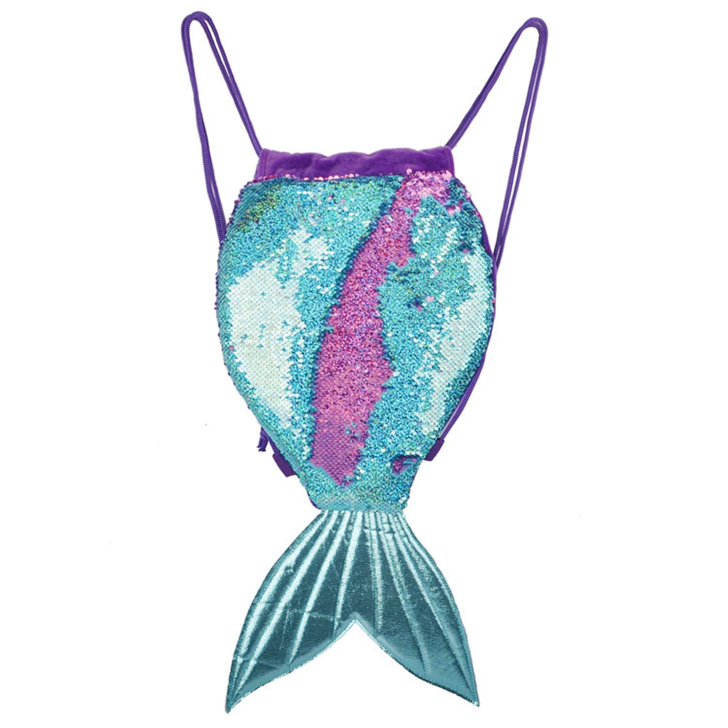 YAAVAAW Magical Mermaid Tail Sequin Backpack - 20 * 41cm Reversible Sequin Drawstring Backpacks Glittering Shoulder Bag for Women Girls Teens