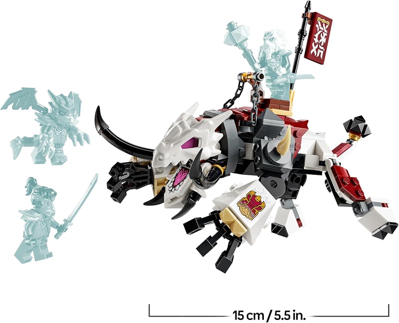 NINJAGO Zilvar auf seinem Drachentier Grimtak - Ninja Spielzeug mit Actionfigur, 3 Minifiguren inklusive Kai & NYA - Geschenkidee für Jungen ab 7 Jahren und Dragons Rising Fans - 71863