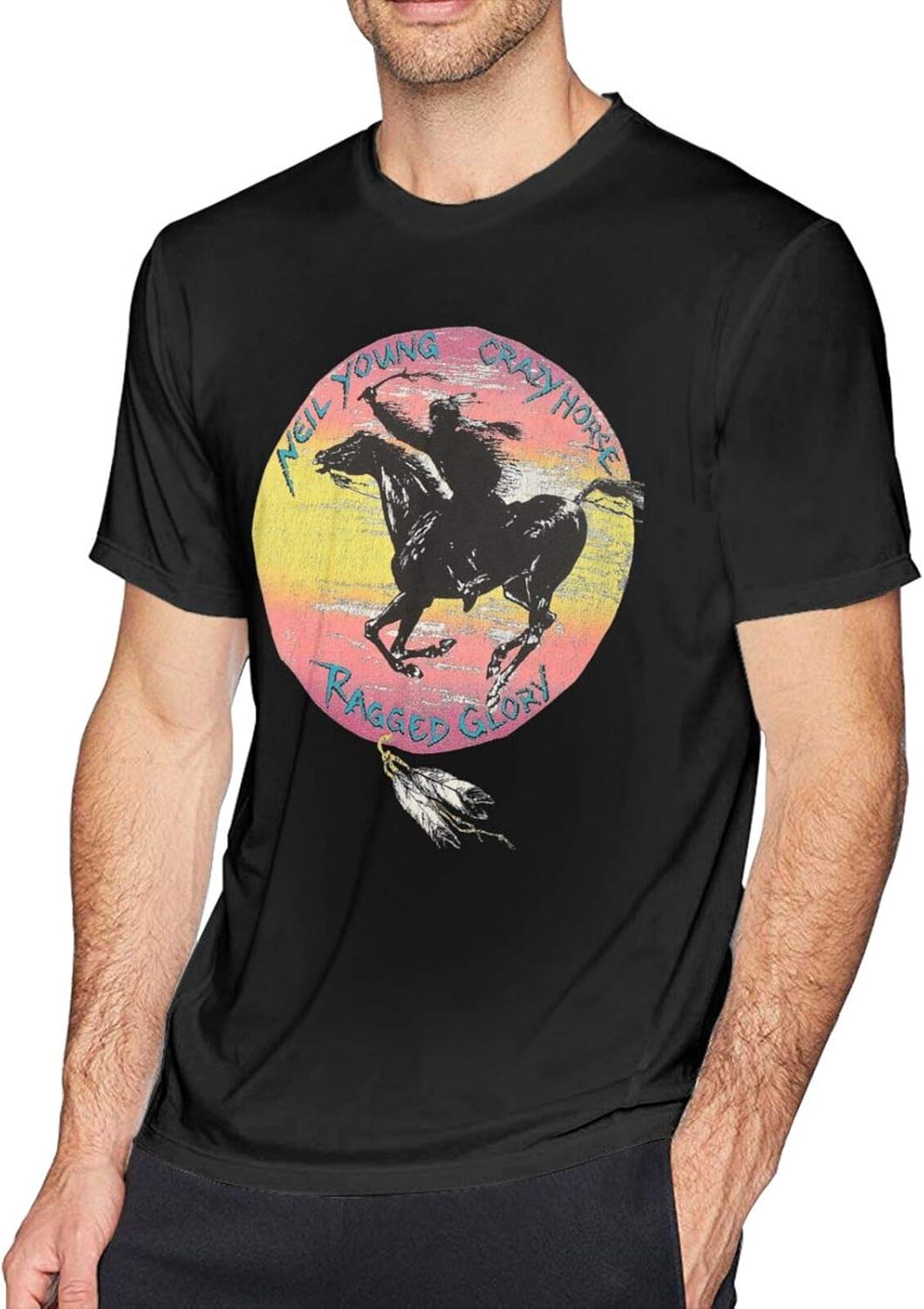 Orayhw Neil Young and Crazy Horse Men's Cotton Round Neck TShirt