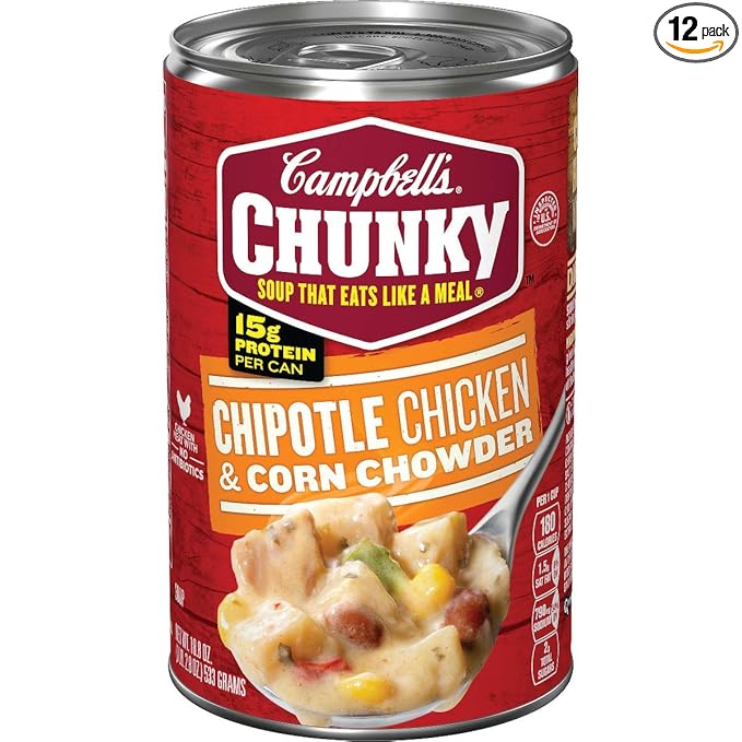 Amazon Com Campbell S Chunky Chipotle Chicken Corn Chowder 18 8 Oz Can Pack Of 12 Packaged Split Pea Soups Grocery Gourmet Food