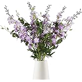 IPOPU Purple Fake Flowers 9pcs Delphinium Artificial Flowers with Clematis Greenery Stems 33.5" Bluebonnet Flowers Larkspur Snapdragon Tall Fake Flowers for Home Bridal Shower Party Decor (Purple)