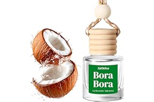 AIRDRIVE Car Air Freshener Bora Bora – Tropical Aroma Diffuser, Long-Lasting Coconut & Citrus Hanging Oil Diffuser with Wooden Cap, Non-Toxic Car Air Freshener For Women, Made in USA