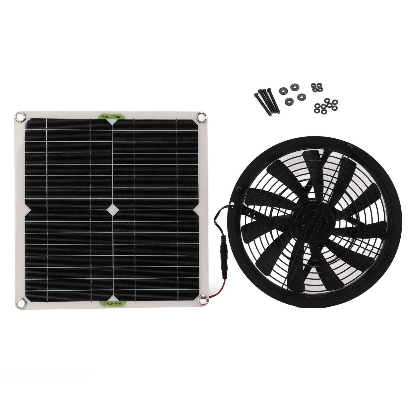 Fabater Solar Panel Fan Kit, 10in 100W Solar Exhaust Fan Round Ventilator Powerful Solar Fan for RV, Yacht, Greenhouse, Chicken Coop, Dog House, Camping