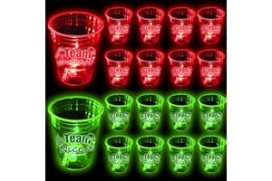 mishunyus 24 Pcs Christmas Party Cups,Glow Team Naughty or Team Nice Party Cups, for Christmas Decoration Supplies(Red & Green)