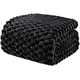 Exclusivo Mezcla Fleece Queen Blanket for Bed, Extra Large Fuzzy Black Bed Blankets, Soft Cozy Plush Sofa Throws for All Seasons, 90x90 Inches