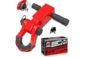 AMBULL Shackle Hitch Receiver 2 Inch, 3/4 D Ring Shackle with Trailer Hitch & Locking Hitch Pin, 44000 Breaking Strength Trai