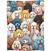 Turamurra Cartoon Poodle Dog Fleece Blanket for Mom Girls Women Cute Puppy Dogs Super Soft Flannel Blankets for Bed Sofa Valentine's Day Pets Decorative Poodle Gifts for Kids Adults 60"x50"