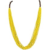 Bocar Long Multiple Row Handmade Beaded Statement 33" Necklace for Women with Gift Box