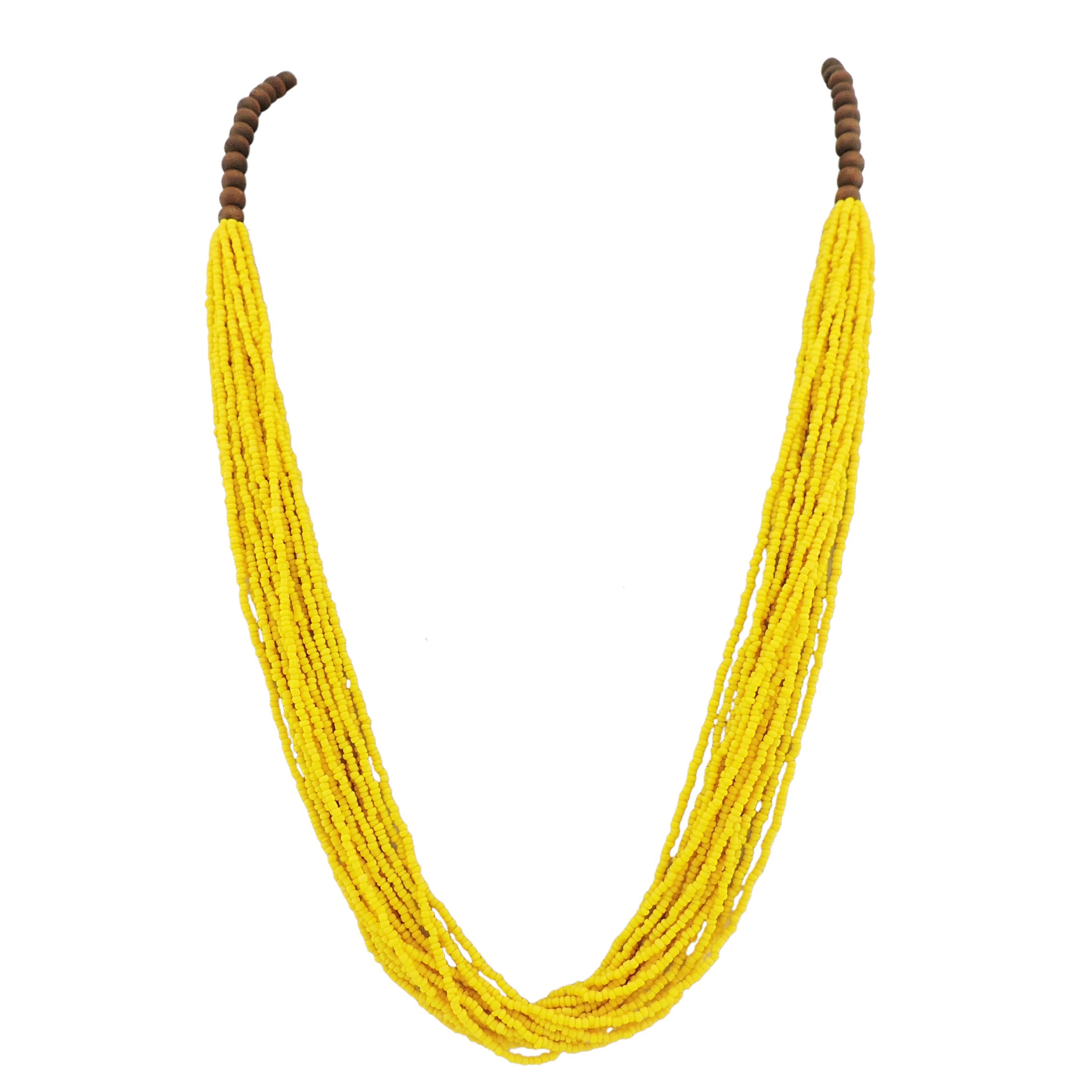 Bocar Long Multiple Row Handmade Beaded Statement Necklace with Gift Box (NK-10407-Yellow)
