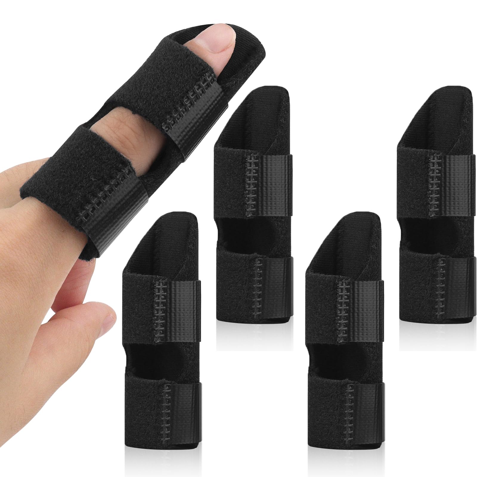 Photo 1 of HLOES 4Pcs Trigger Finger Splint, Finger Braces Joint Stabilizer, Adjustable Mallet Splint and Hand Brace, Finger Straightener for Arthritis – Fits Thumb, Index, Middle, Ring and Pinky Fingers(4Pcs)
