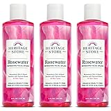 Heritage Store Rosewater | Refreshing Facial Splash for Glowing Skin | No Dyes or Alcohol | Vegan & Cruelty Free (8oz, 3pk)