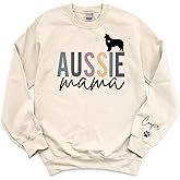 MY4LOVE Custom Dog Mama Embroidered Crewneck Sweatshirt With Names On The Sleeve, New Dog Mom Gifts, Dog Lovers Sweatshirt
