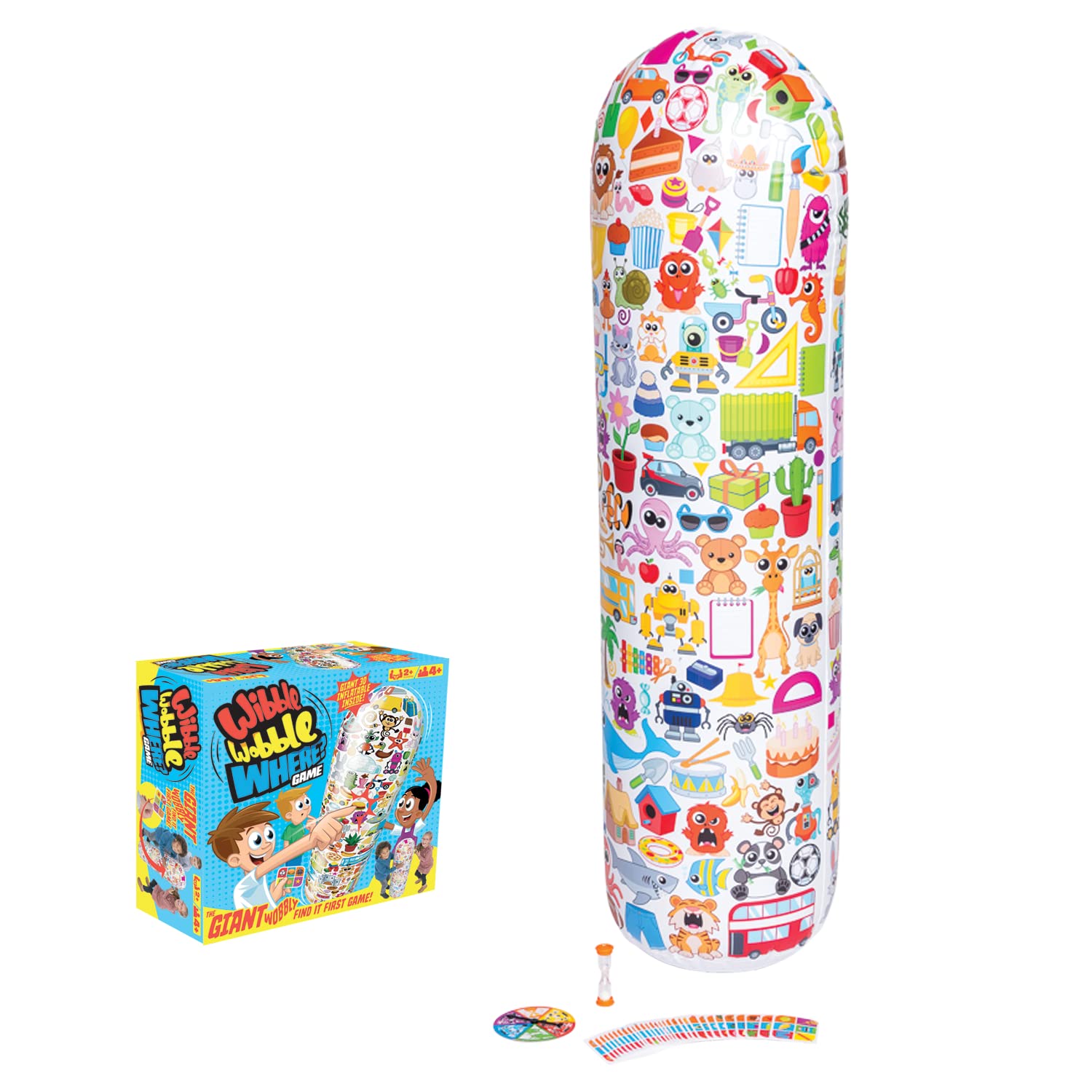 Wibble Wobble Where Game - The Giant Wobbly Find-it-First Game, 2-4 Players, Fast Paced Family Fun, Inflatable Spot it Card Game, Suitable for Ages 4+