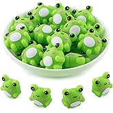 lovyomi 3D Shaped Silicone Beads for Pens, 12Pcs Frog Silicone Focal Beads for Keychain Making DIY Handicraft