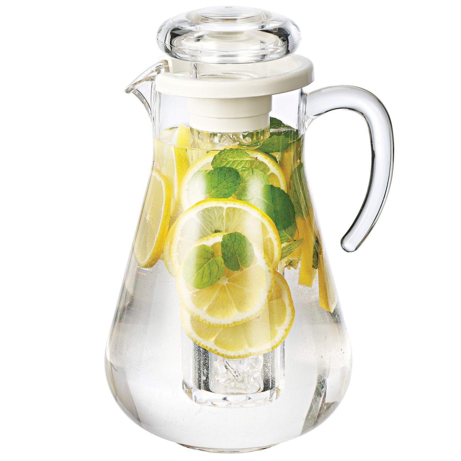 Service Ideas SWP19SB Acrylic Pitcher with Ice Tube, 1.9 Liter (64.2 oz.), Clear
