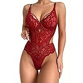 Avidlove Sexy Lingerie for Women Lace Bodysuit Teddy Lingeries V Neck Cut Out Snap Crotch Lingerie