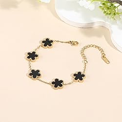 TICVSS Four Leaf Clover Bracelet for Women 18K Gold
