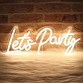 Let's Party Neon Signs Dimmable LED Neon Light for Wall Decor Art Decorative Lights for Bachelorette Party Engagement Party Birthday Party Living Room Gamer Room Decorations, Warm white