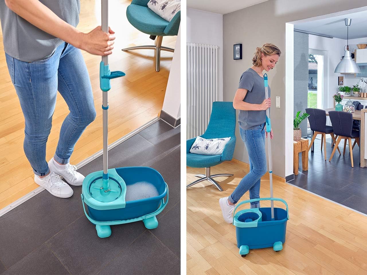 Leifheit Clean Twist Rolling Cart Wheels: Fits Leifheit Clean Twist Mop and Bucket Sets; Sturdy - Image 4