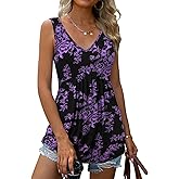 Tencede 2026 Summer Tank Tops for Women Sleeveless V Neck Babydoll Loose Flowy Floral Print Blouse S-3XL