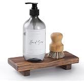 Wood Pedestal Soap Stand, Farmhouse Wood Riser, Soap Dish Holder/Tray Counter Decor for Bathroom Kitchen, Rustic Candle Plant