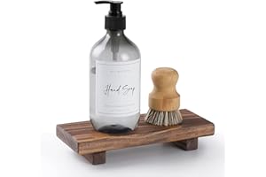 Wood Pedestal Soap Stand, Farmhouse Wood Riser, Soap Dish Holder/Tray Counter Decor for Bathroom Kitchen, Rustic Candle Plant