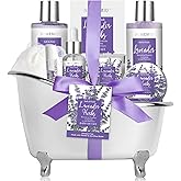Valentine's Day Gift for Women, Spa Gift Basket for Women, 8pcs Lavender Spa Kit Set with Body Wash, Bubble Bath, Scrub, Bath & Beauty Skin Care Gift Sets, Christmas Gifts Set for Women, Her, Mom
